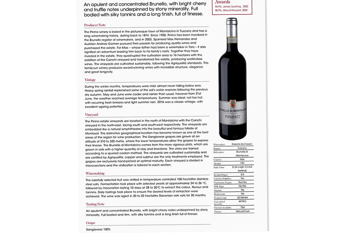 Pinino, Brunello di Montalcino |2016 | 14% | 75cl
